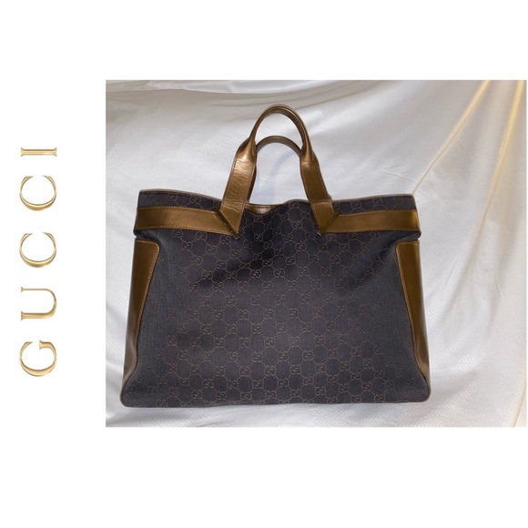 Gucci Handbags - Gucci Gorgeous Large Tote Bag Gold/Gray Logo Print